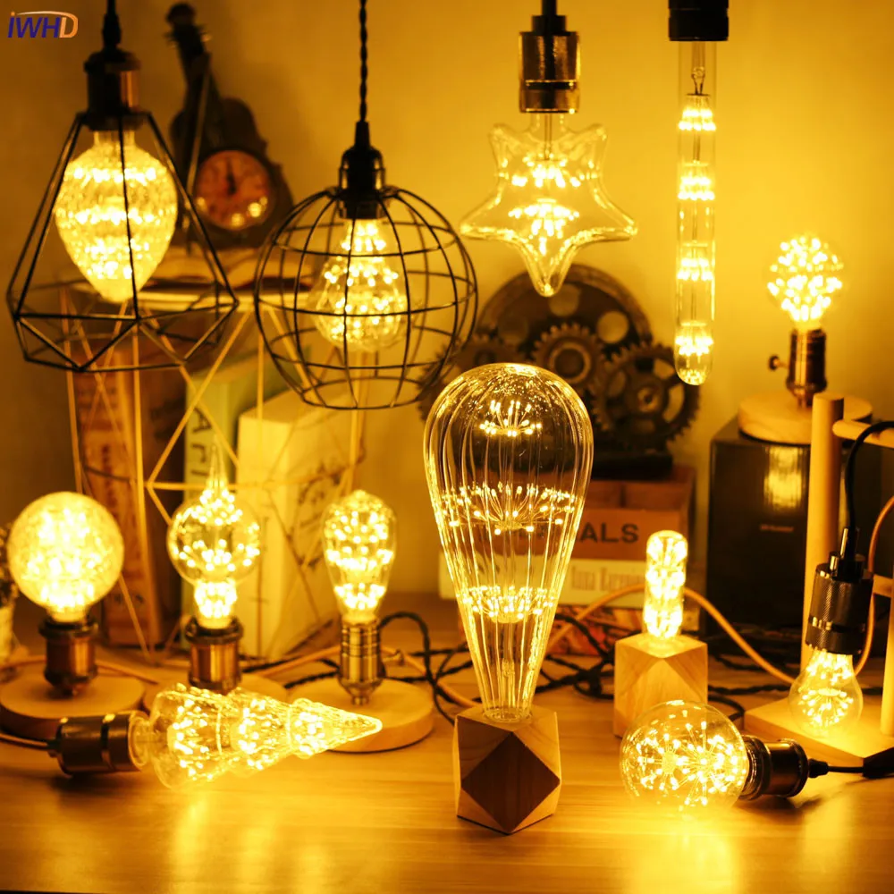 IWHD Bombilla Edison светодиодный светильник 3 Вт St64 A19 G80 G95 220 В Лофт промышленный Декор Ретро винтажная лампа Ampul