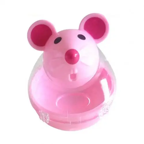 Pet Cat Kitten Mouse Shape Treat Holder Food Storage Dispenser Chew Play Toy - Цвет: Розовый