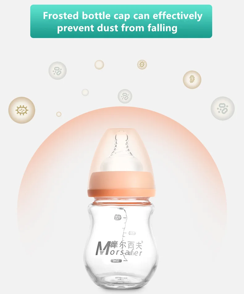 150ml Baby Glass Wide Caliber Milk Feeding Bottle Protective sleeve Safe Infant Newborn kids Feeding Bottle