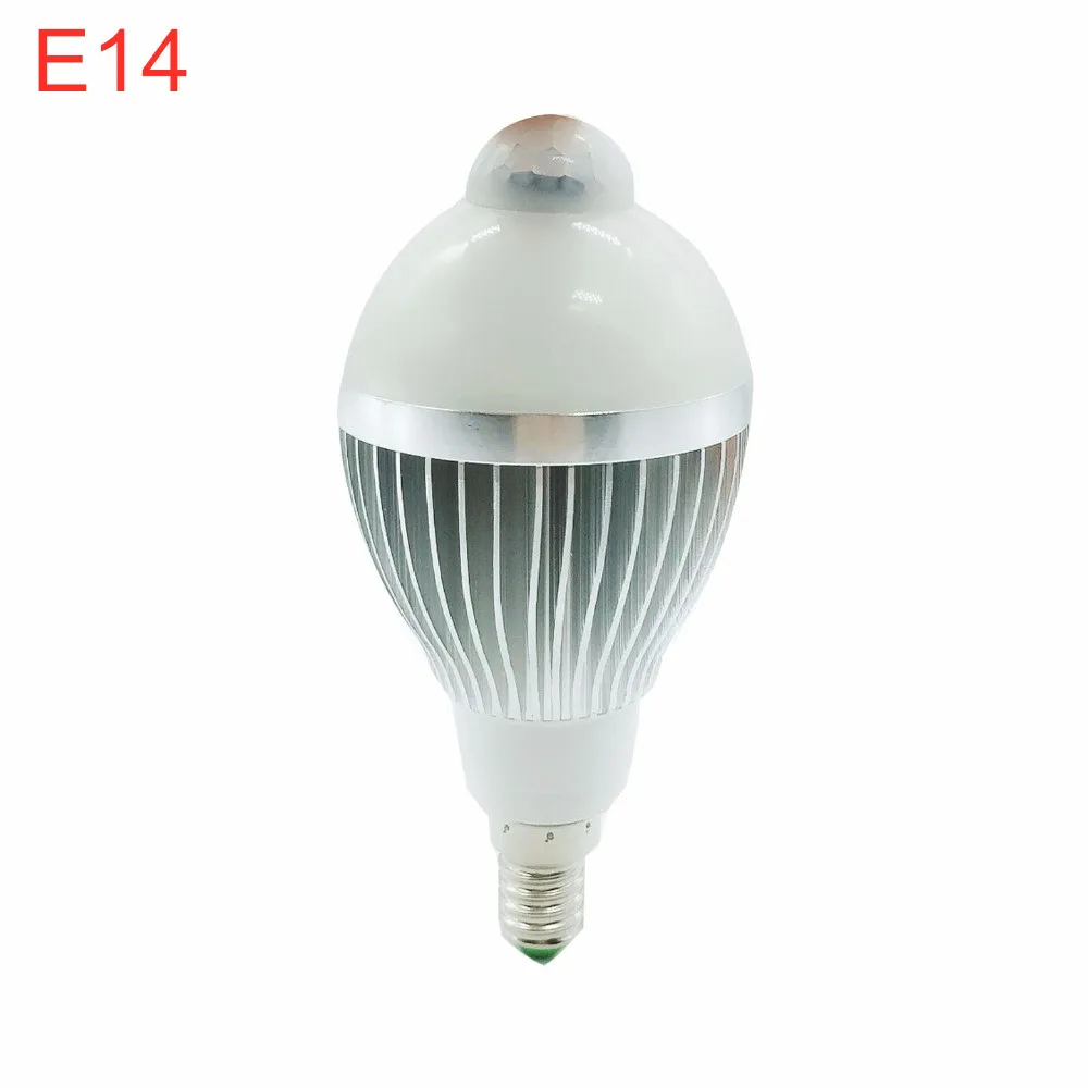 Светодиодная лампочка с PIR-датчиком движения AC85-265V E14 уличное освещение