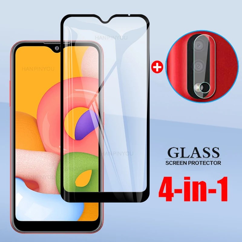 Адаптер 4-в-1 для Samsung Galaxy A01 SM-A015F A015G Защитная пленка для экрана из закаленного стекла, для Galaxy A01 объектив камеры, Защитное стекло для экрана
