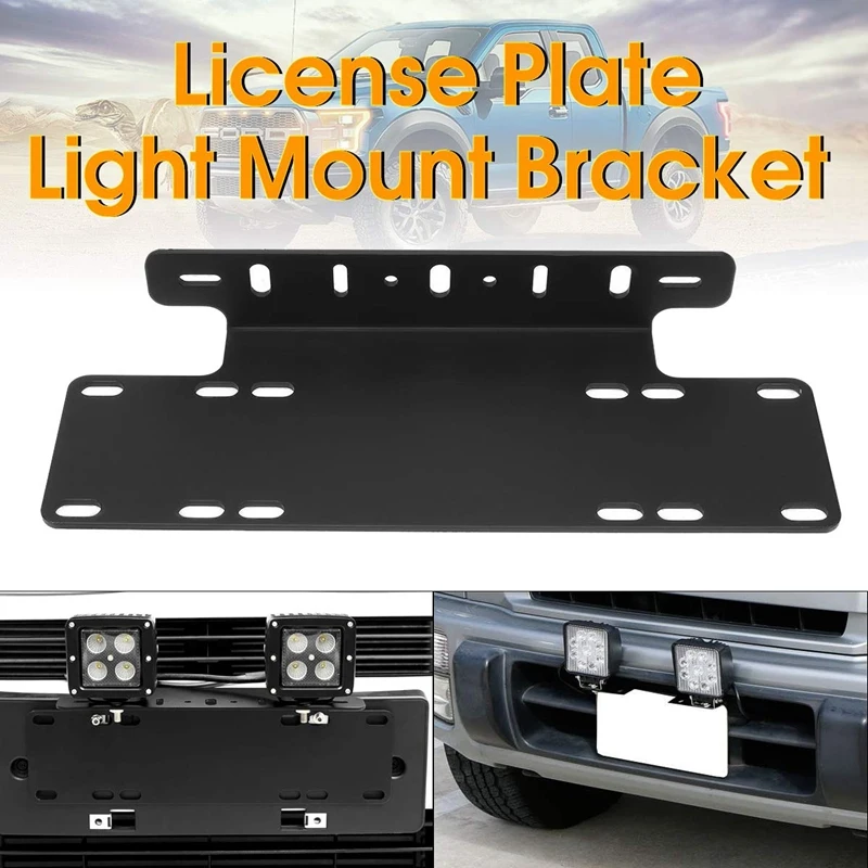 etc Willpower Heavy Duty Front Bumper License Plate Mount Bracket Holder for LED Light Bar Offroad LED Work Lights Truck/ATV/SUV/4X4 vehicles 