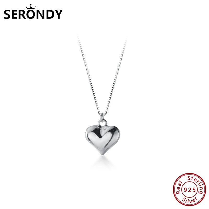 

SERONDY 925 Sterling Silver Heart Box Chains Pendants Choker Female Necklace For Women's Accessories Jewelry 2020 Gift XL10858