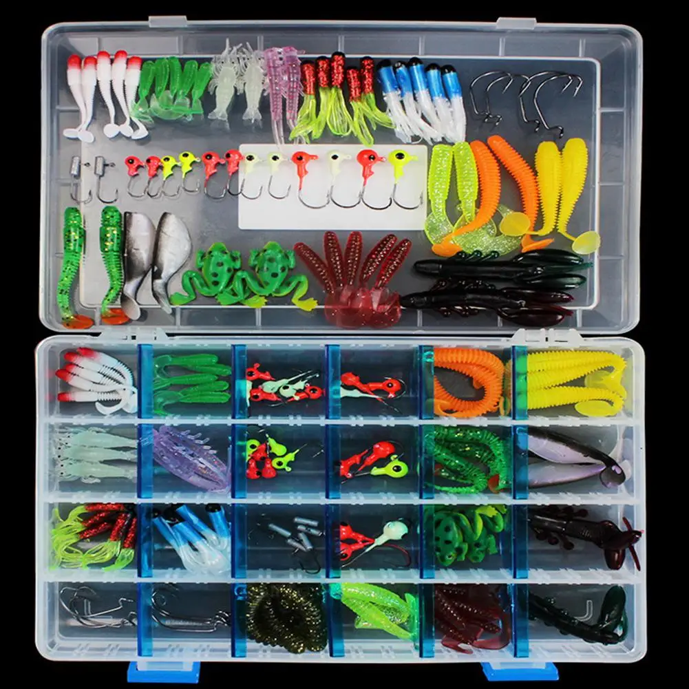 Conjunto de Isca de Silicone Acessórios de Pesca Macia Pesca Equipamento Macio Sem-fim Camarão Carpa Mar
