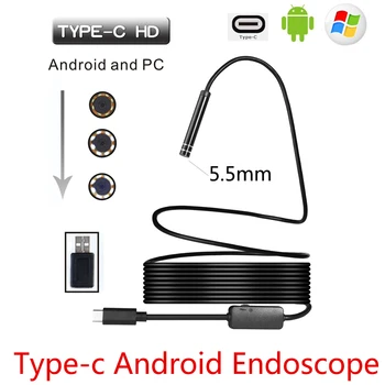 

5.5mm USB Type-C Android Endoscope Camera Flexible Snake USB Type C Hard Wire 1M 3M 5M 7M 10M Cable Inspection Camera Borescope
