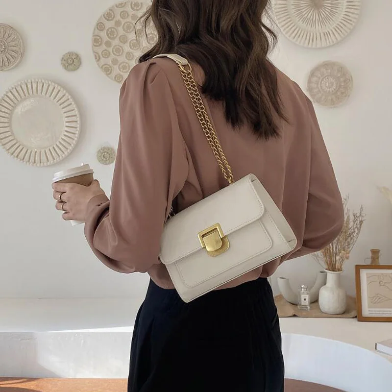 Popolare tracolla a catena per donna Borsa a tracolla con patta alla moda Borse firmate in pelle PU Borse a tracolla da donna_voghion.com