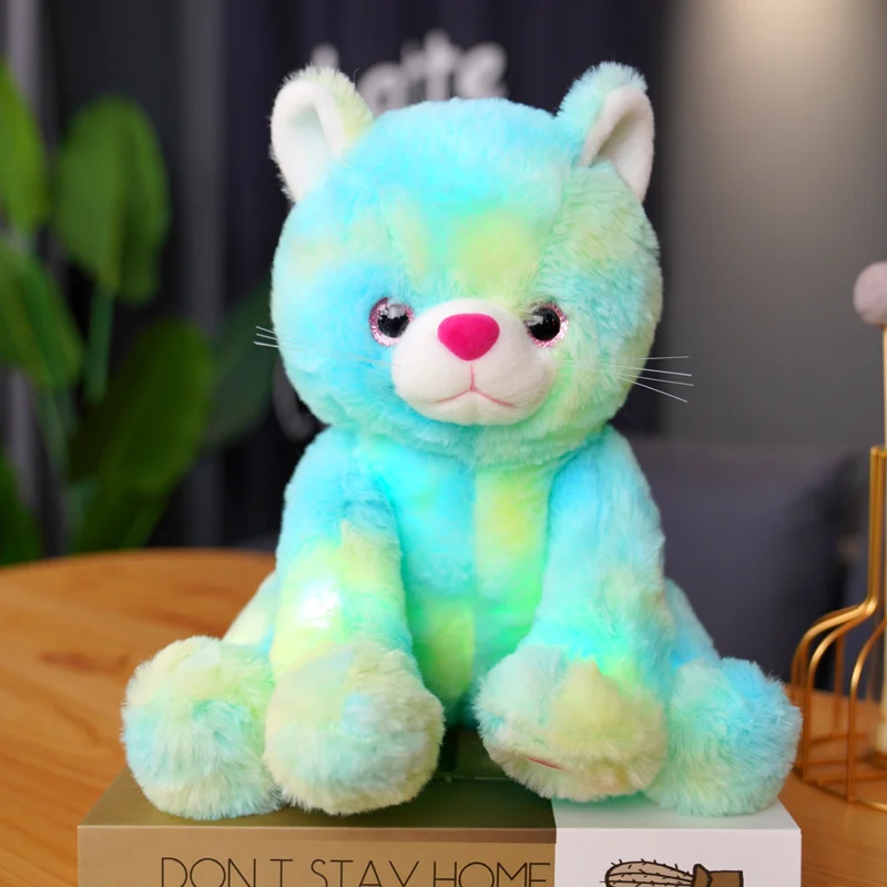 1pc 25CM Creative Light Up LED Cat Plush Toy Stuffed Animals Luminous Pillow Colorful Glowing Doll Kids Girls Christmas Gifts
