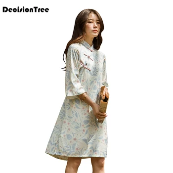 

2020 chinese dress women improved cheongsam dress linen qipao chinese traditional dress loose goen dress qipao party wear