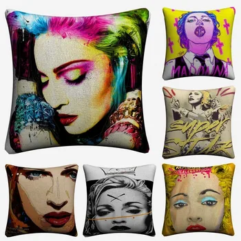 

Madonna Pop Art Fashion Design Cotton Linen Decorative Cushion Cover 45x45cm For Sofa Chair Pillowcase Home Decor Almofada