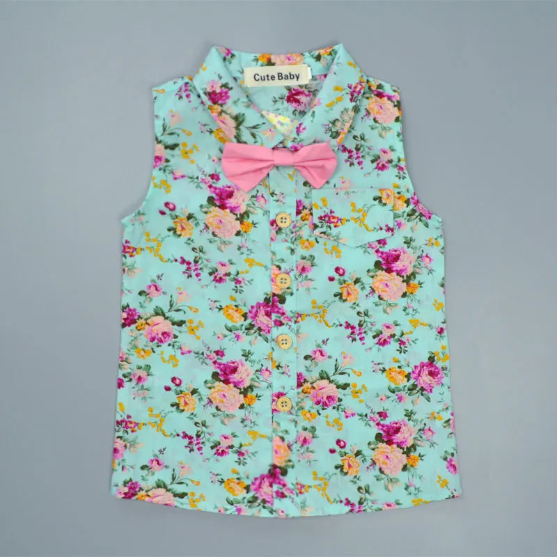 Розничная одежда для девочек 2017 Лето комплекты одежды для девочек детская одежда Комплекты одежды для девочек; рубашки с цветочным