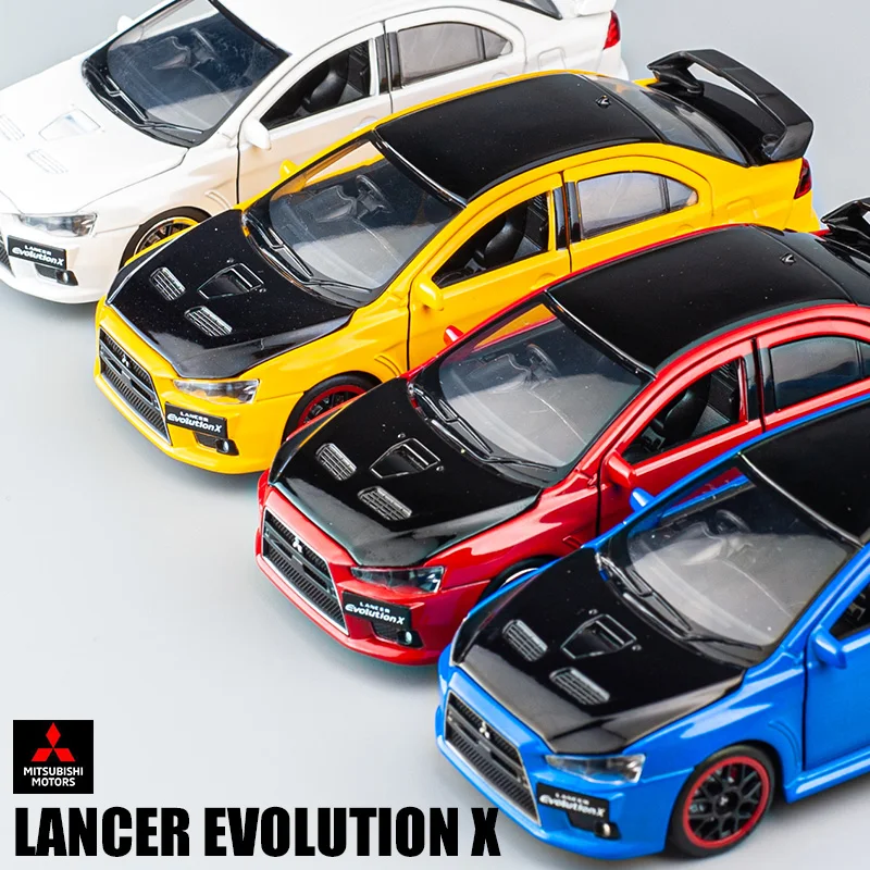 Mitsubishis Lancer-coche de carreras de aleación, modelo de coche de juguete de Metal fundido a presión, sonido y luz de alta simulación, regalo para niños, 1:32, Evo X 10