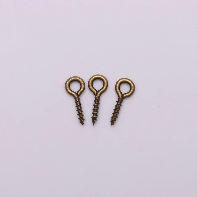 200pcs Small Tiny Mini Eye Pins Eyepins Hooks Eyelets Screw Threaded Gold Clasps Hooks Jewelry Findings For Making DIY Antique Bronze