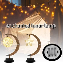 LED Lights Hanging Stars/Sepak Takraw/Christmas Gift Handmade Hemp Rope Wrought Iron Night Light Party Room Decoration Light