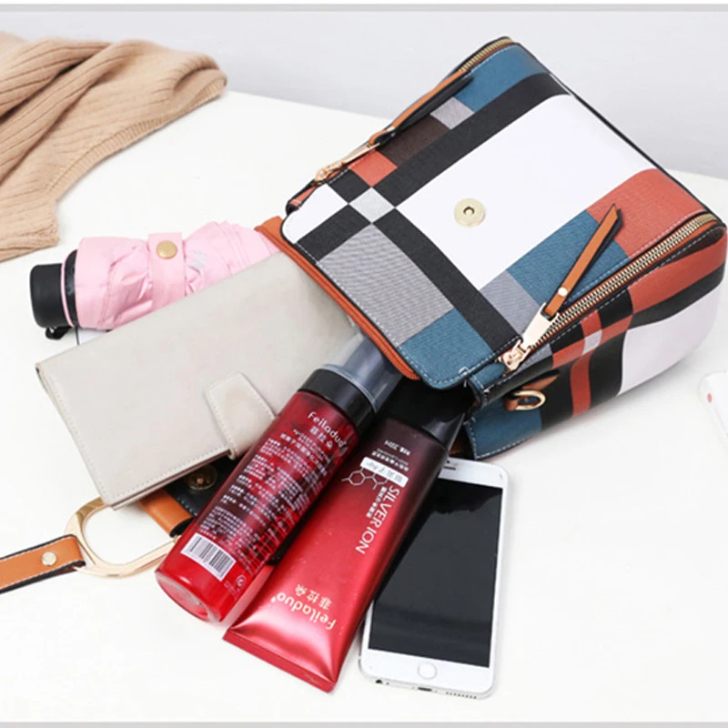 KM Fashion Mini Backpack Women Soft Touch Multi-Function Small Backpack Female Leather Shoulder Bag - 33016774031
