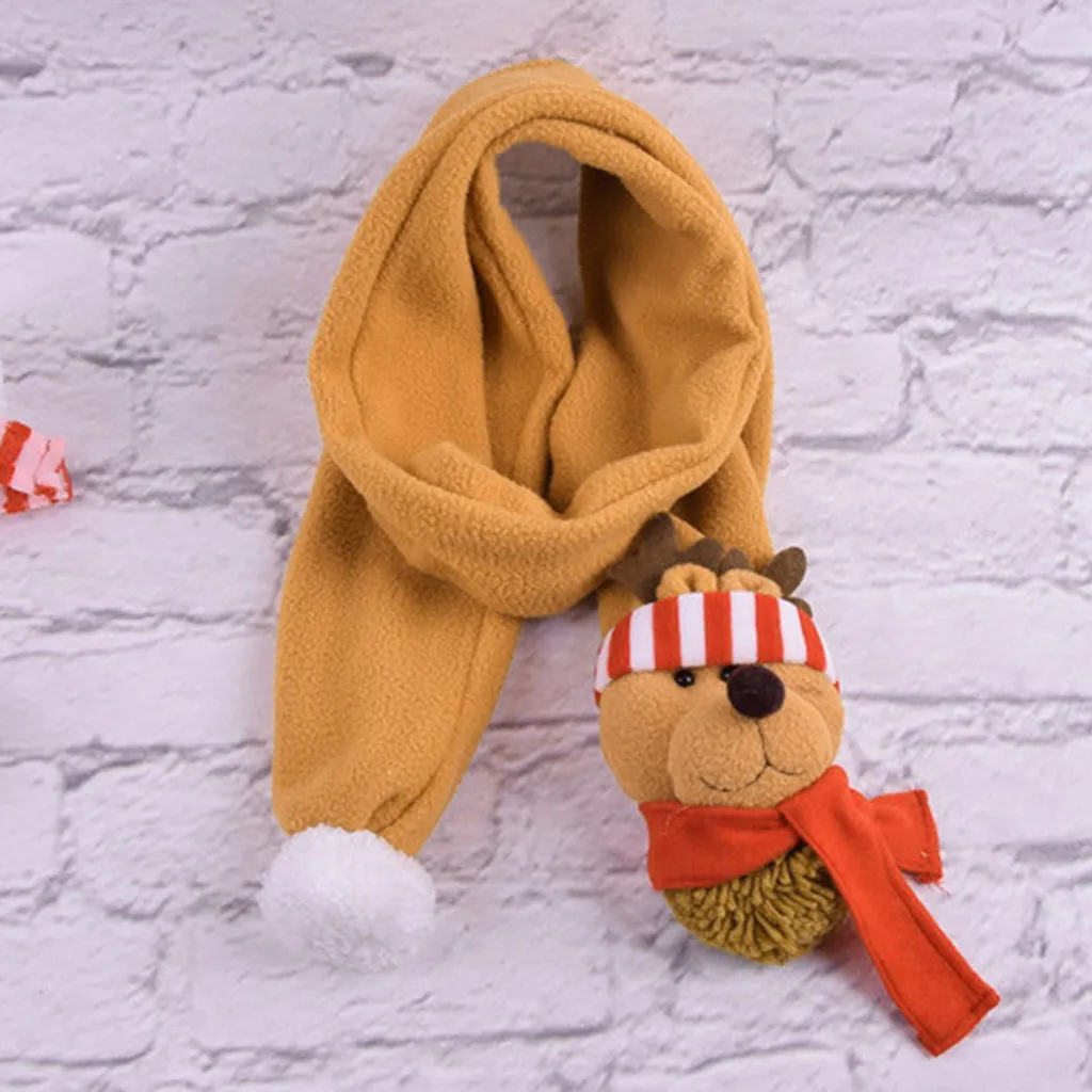Снеговик мультфильм печать Рождество Санта Клаус шарфы унисекс забавный шейный шарф флис трикотажные Scrves шаль платок cheveux# X1