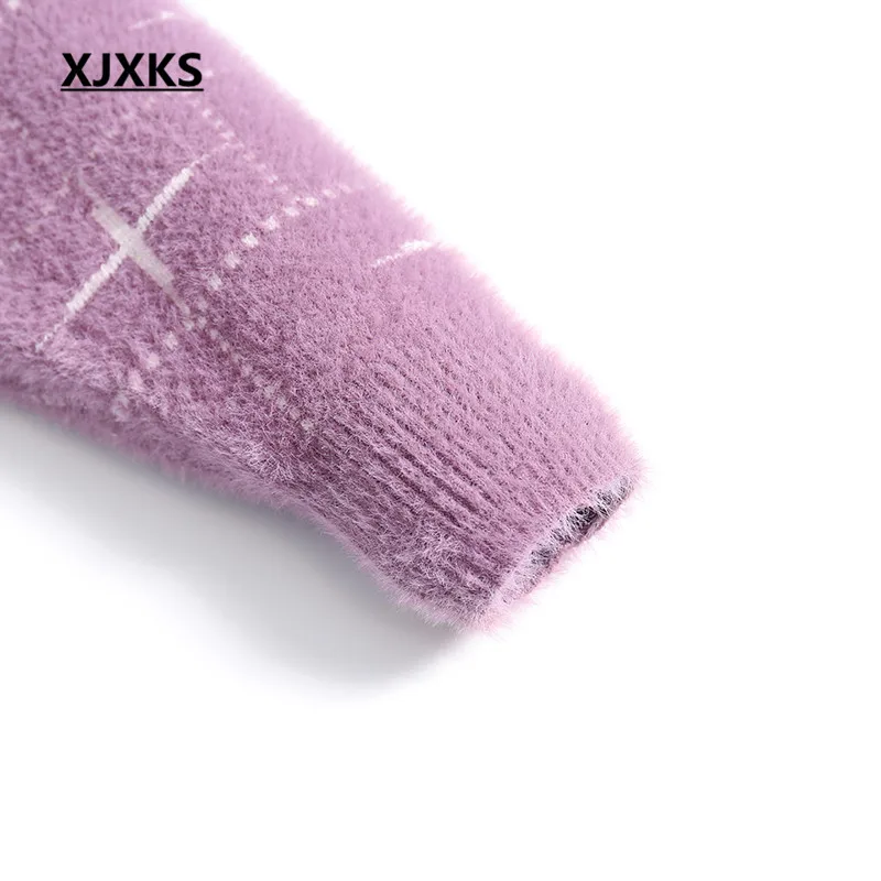 XJXKS Loose plus size women turtleneck sweater winter new warm comfortable casual cashmere knitted sweater women pullover