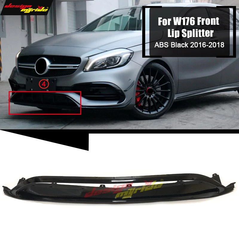 W176 передний бампер губной разветвитель 2 шт ABS черный для Mercedes Benz a класс A180 A200 A250 A45