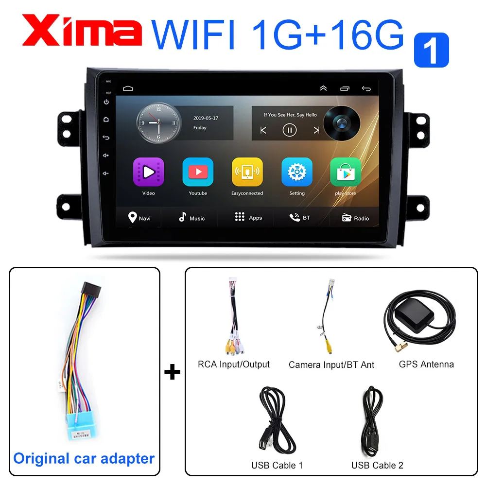 XIMA автомобильный Android 9,0 gps dvd-плеер для Suzuki SX4 2006 2007 2008 2009 2010 2011 2012 Автомобильный мультимедийный 2Din Радио стерео wifi - Цвет: RAM 1G SX4-1