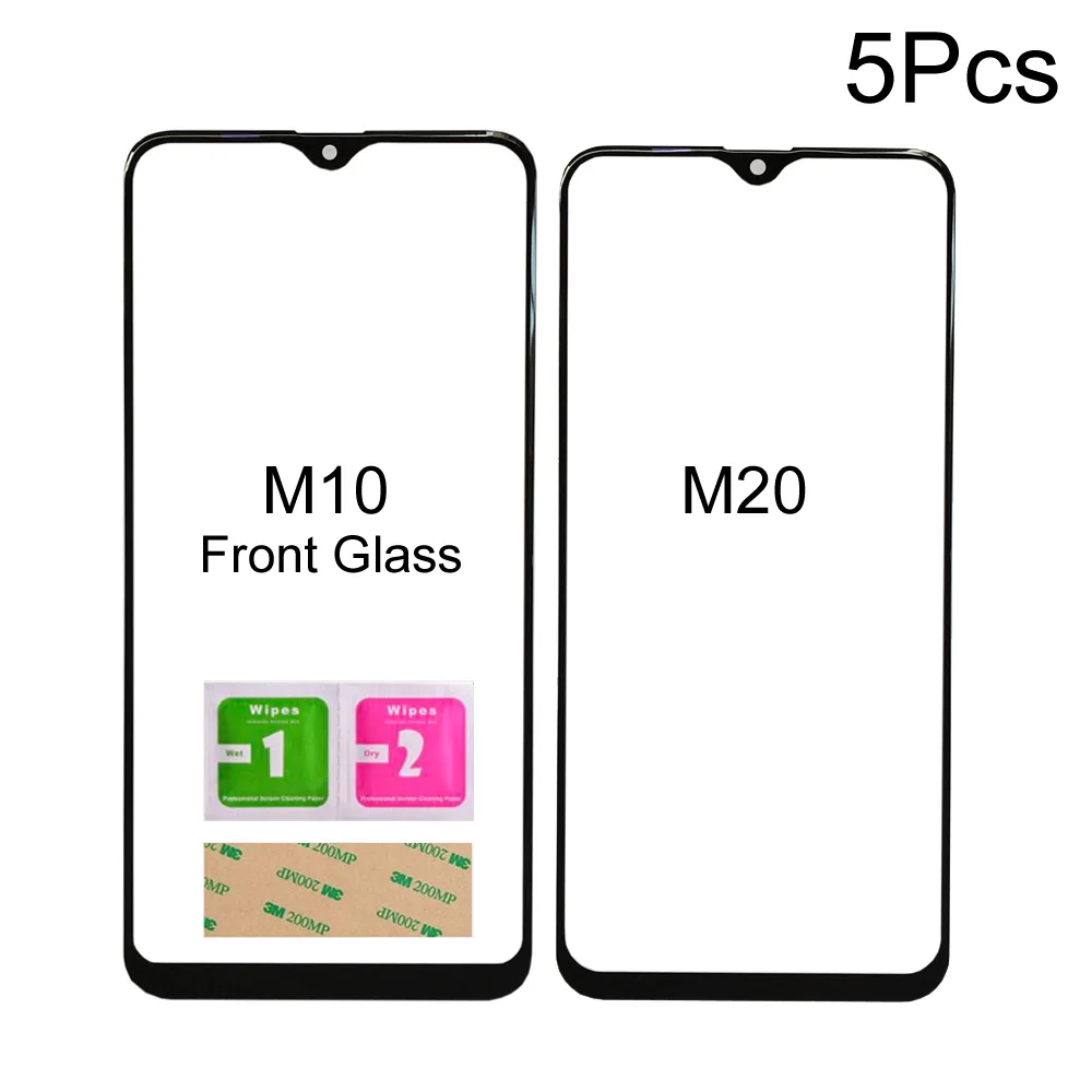 5 шт. стеклянная панель для Samsung Galaxy M10 M20 Переднее стекло (без сенсорного экрана)