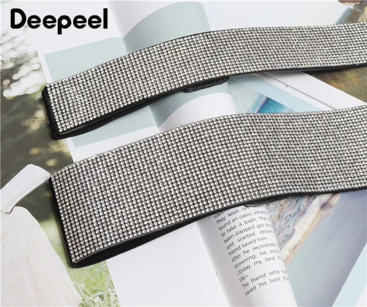 Deepeel 1 шт. 3,7-6 см* 61-64 см дамы Pu эластичный стрейч высокий широкий пояс Стразы платье с декоративной отделкой Twotwinstyle пояс YK704