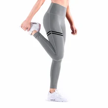 NORMOV Casual Women Leggings Fitness High Waist Elastic Push Up Striped Patchwork Ankle Length Polyester Leggings