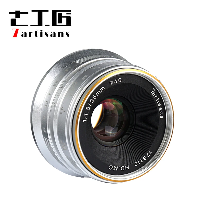 

7artisans 25mm f/1.8 Manual Focus Wide-Angle Lens for Canon Digital Cameras, Silver