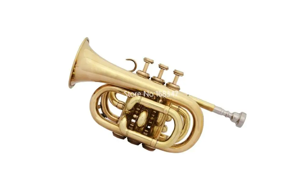Mini Bb Pocket Trumpet Brass Material Professional Musical instrument With Mouthpiece Gloves Carrying Case