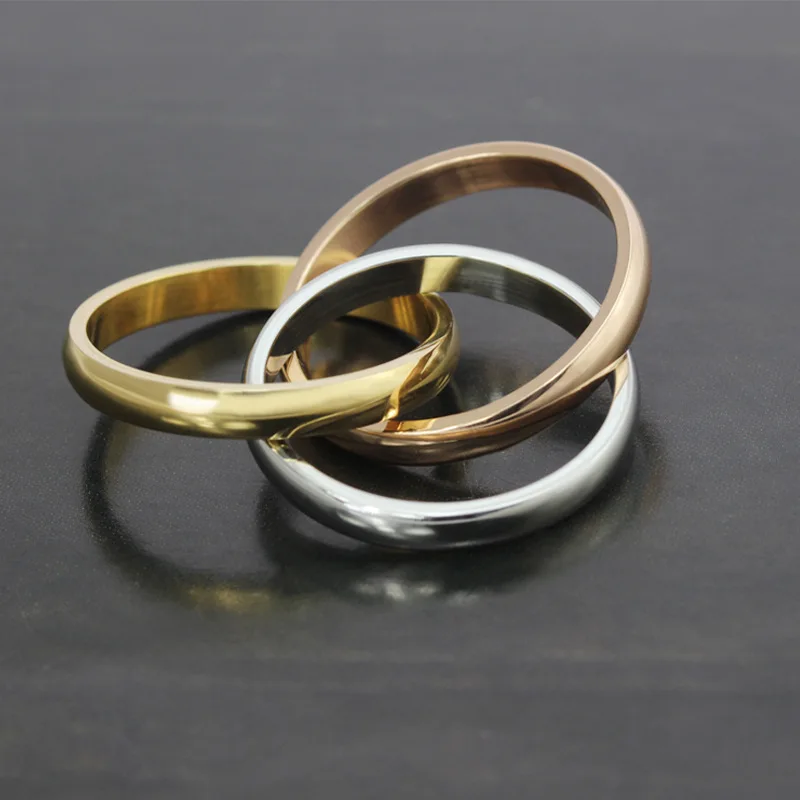 Классический Стиль три-Цвет кольца Титан Сталь кольцо Простые Женские Модные ювелирные изделия аксессуары R-054