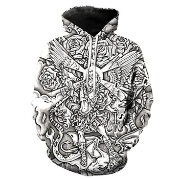 

Foreign Trade Team Printed Hat Pocket Cover Men's Tide Hat Men's Guard Men's Sweatshirts Printing Blouse hoodies