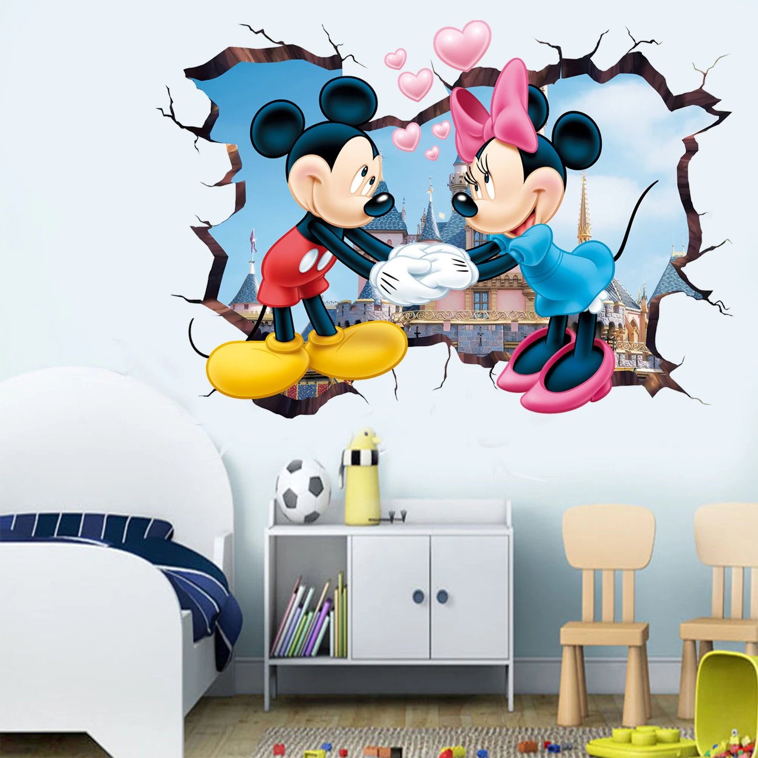 Desenhos animados mickey minnie mouse bebê casa decalques adesivos de  parede para crianças quarto do bebê arte do berçário parque de diversões  diy cartaz|Adesivos de parede| - AliExpress