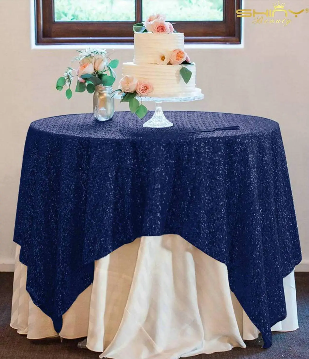Прямоугольная скатерть 50x72-дюймовый темно-синий скатерти с блестками Русалочка для элегантных мероприятий/вечерние/Wedding-M0928