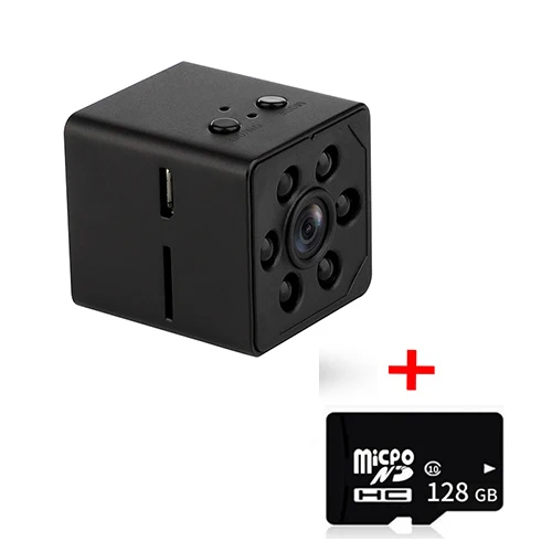 black and 128g card Мини-камера wifi камера Q14 FULL HD 1080P ночное видение металлический корпус CMOS сенсор рекордер видеокамера TF карта хранения dv камера - Цвет: black and 128g card
