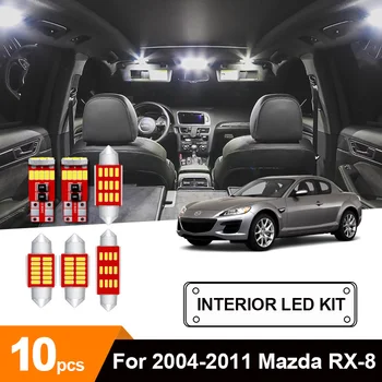 

10 x White Ice Blue Canbus Car LED License Plate Trunk Dome Map Reading Step Courtesy Bulbs Package Kit For 2004-2011 Mazda RX-8