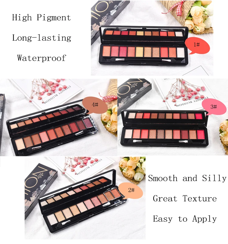 Hot selling makeup 10 color eyeshadow palette  private label OEM Shimmer Matte eyeshadow palette