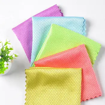 

Kitchen Fish Scale Dishcloth Thickened Non-greasy Cleaning Cloth Double-layer Absorbent Wipe Towel Clothmirror Cleaning Cloth