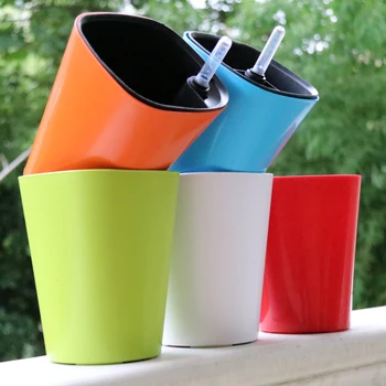 

Lazy flower pot smart automatic water absorption with water level meter plastic resin indoor square potted flower pot mx6211039