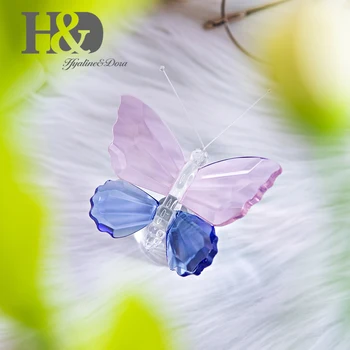 

H&D Crystal Cute Butterfly Figurine Collection With Gift Box Cut Glass Ornament Statue Souvenir Gift Handmade Home Decor