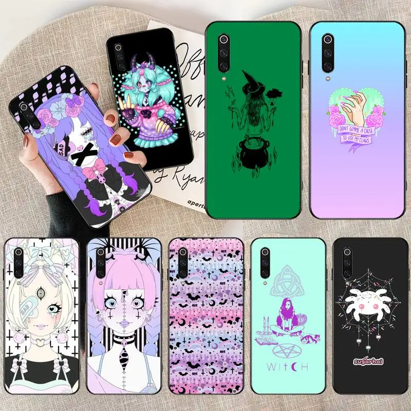 Girly Pastel Witch Goth TPU черный чехол для телефона Корпус Xiaomi Mi10 10Pro 10 lite Mi9 9SE 8SE Pocophone F1 Mi8 Lite