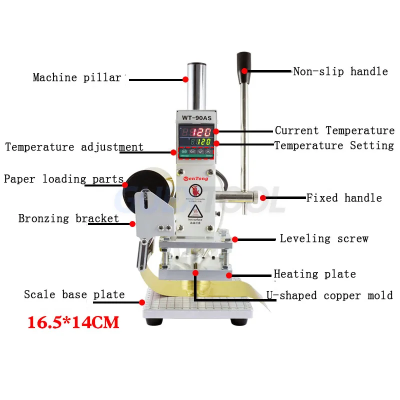 Hot Stamping Machine Hot Foil Stamping Machine Leather Embossing Machine  Handheld Digital Pressure Mark Machine for Leather Wood PU (Size : 50x70mm)