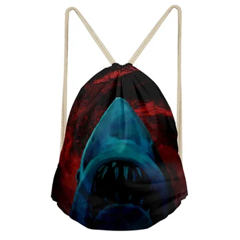 

Aulaygo 3D Shark High-Quality Boys Daily Drawstring Bag Casual Men Small Backpack Portable Beach Mochila Customize Travel Pouch