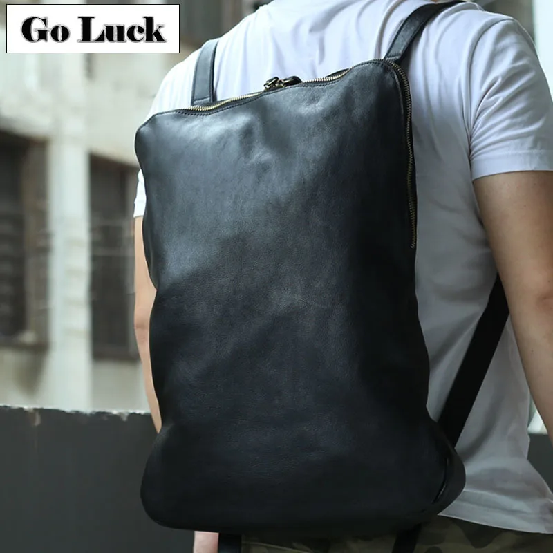 #^Special Price Бренд GO-LUCK, черный стиль из натуральной кожи, на молнии, повседневные мужские дорожные рюкзаки из воловьей кожи, двойные сумки через плечо, 16 ... #^Special Price Бренд GO-LUCK, черный стиль из натуральной кожи, на молнии, повседневные мужские дорожные рюкзаки из воловьей кожи, двойные сумки через плечо, 16 ...