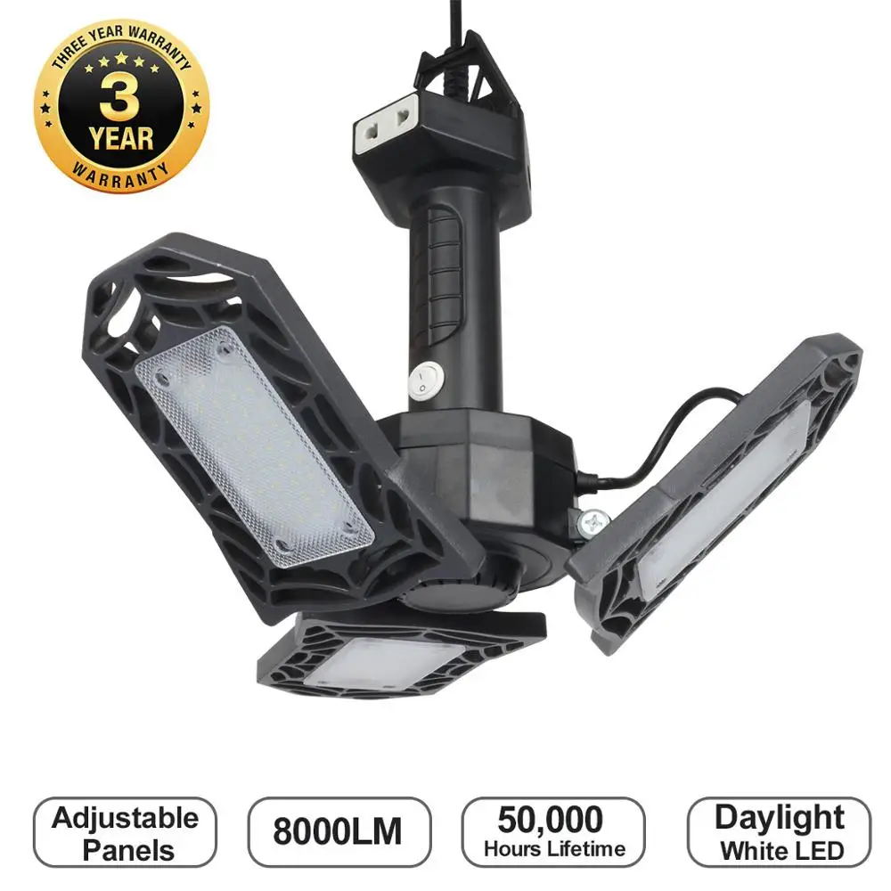 

80W LED Garage Lights Deformable Lamp LED Corn Bulb Home Lighting High Intensity Parking Warehouse Industrial EU US Plug