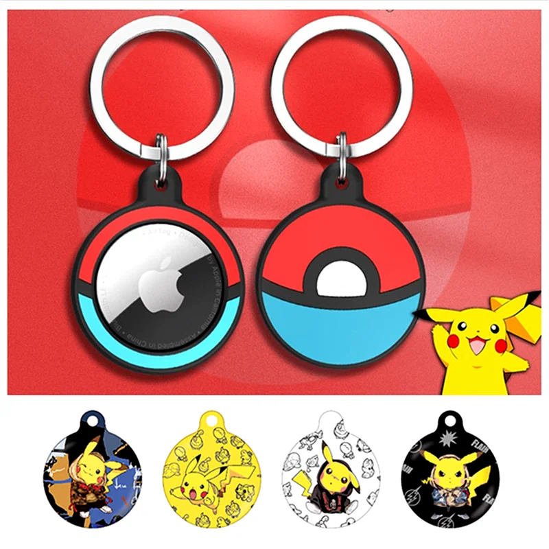 Pokemon Pikachu Apple Airtags Case Keychain Anime Pokeball Figures Protective for Airtag Tracker Locator Device Anti-lost | Игрушки и
