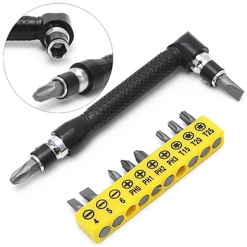 

10 in 1 Angle Dual Head L-shaped Mini Socket Wrench 1/4" 6.35mm Socket Screwdriver Bits Key Utility Tool Screwdriver Bit Drill