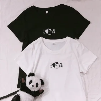 

Women Cute Puppy Embroidery T-shirt Girls Student Japanese Harajuku Wild Soft sister Round neck Loose pullover Tops Preppy Style