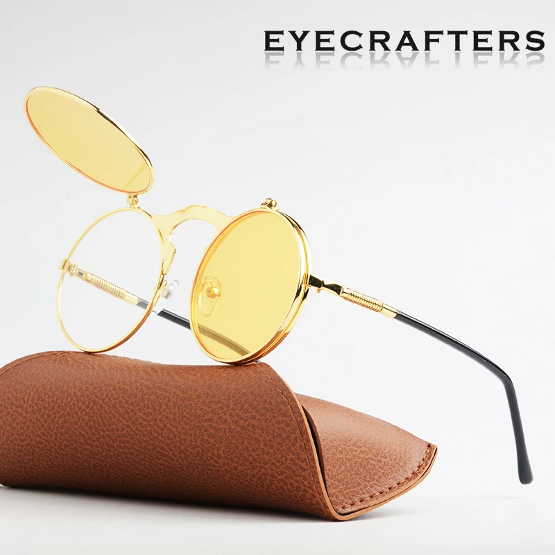 EYECRAFTERS модные круглые солнцезащитные очки в винтажном стиле стимпанк ретро с