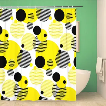 

72x78 Inches Shower Curtain Seamless Dots Modern Pattern White Geometry Circle Color Fabric Sample Geometric Waterproof
