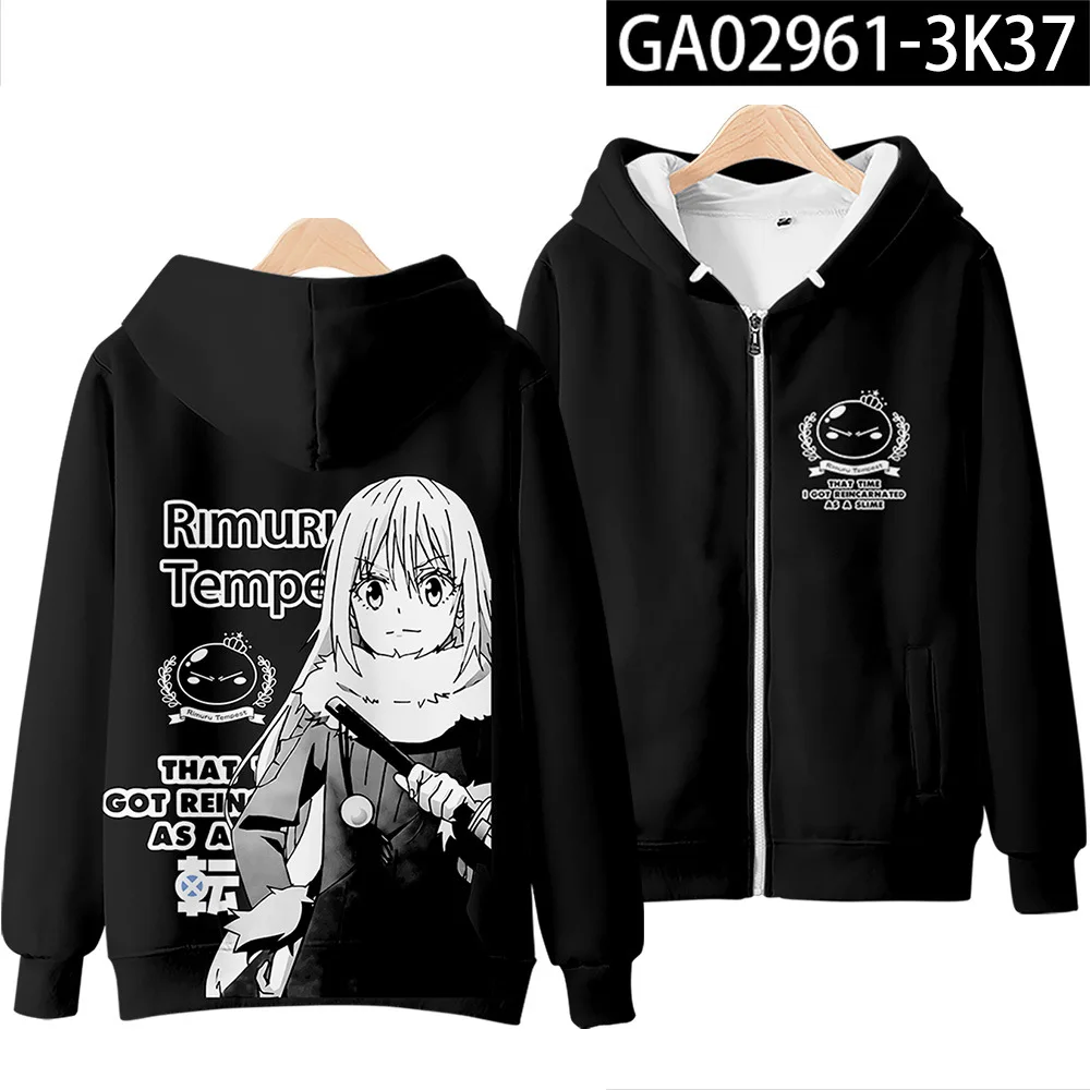 Anime That Time I Got Reincarnated As A Slime Rimuru Tempest Cosplay Costume Unisex 3D Hoodie Zipper Hooded Sweatshirt Outerwear morticia addams dress Cosplay Costumes