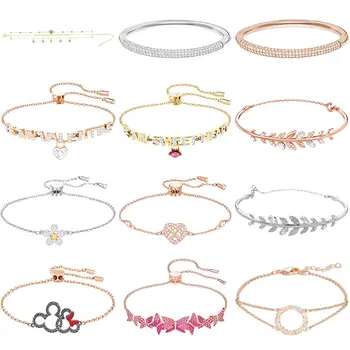 

High quality Swa original mixed series flower leaf pink girl butterfly can adjust crystal bracelet jewelry by yourself.