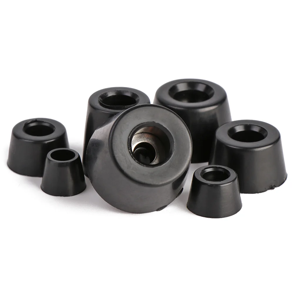 8pcs Black Speaker Cabinet Furniture Chair Table Box Conical Rubber Foot Pad Stand Shock Absorber Skid Resistance Parts Legs